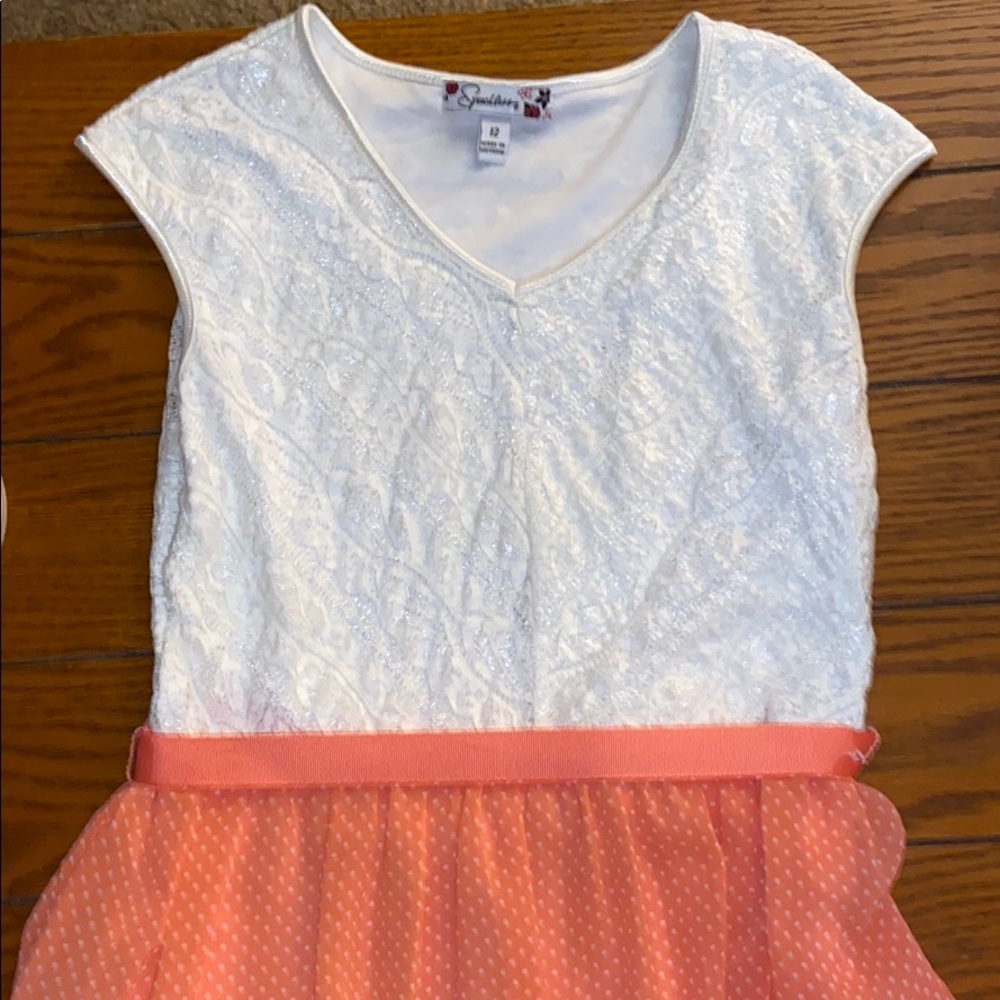 White and peach dress